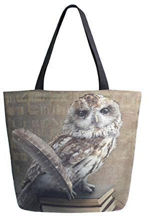 Mnsruu Eule Vogel Buch Eulen Lebensmittel wiederverwendbare Tragetasche Damen Große Casual Handtasche Schultertasche für Einkaufen Lebensmittel Reisen Outdoor