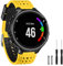 GVangel Bracelet de rechange en silicone souple compatible avec montre connectée Garmin Forerunner 220/230/235/620/630/735XT/235 Lite Unisexe, Jaune/noir