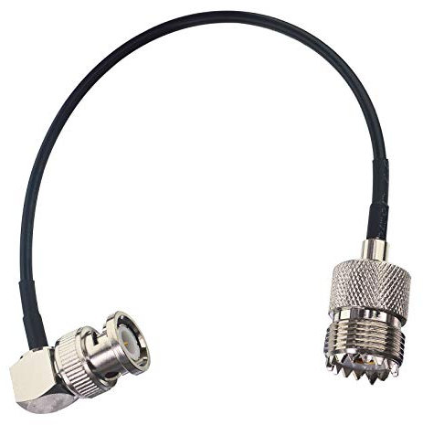 YILIANDUO RF UHF VHF Radio Cable de Antena coaxial BNC Macho 90 Grados RA a UHF Hembra SO239 Cable coaxial de Antena móvil a Base 20 cm
