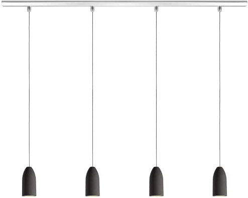 Buchenbusch urban design Beton Deckenlampe 4 flammig dark edition, Deckenlampe Wohnzimmer hängend mit Textilkabel Silber, Hängelampe dimmbar aus Beton