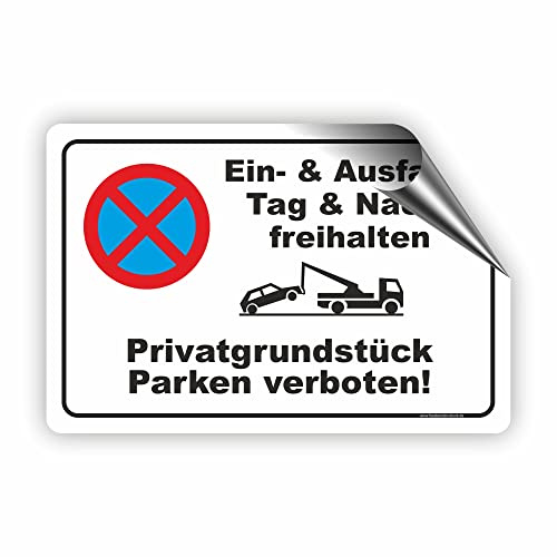 EIN- und AUSFAHRT FREIHALTEN - Parken verboten Schild/PV-009 (90x60cm Aufkleber)