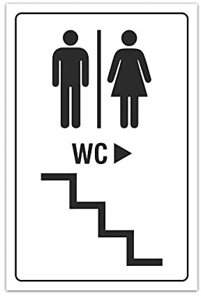 Aluverbund Schild 30x20cm Wetterfest Kratzfest Rostfrei UV beständig - WC Treppe runter