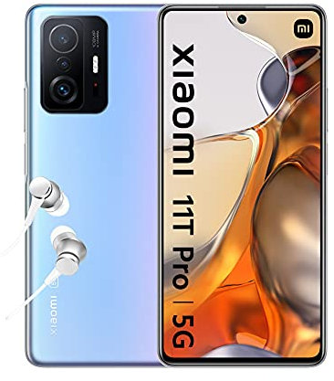 Xiaomi 11T Pro 5G - Smartphone 8+256GB, Display AMOLED 6.67'' a 120Hz, Snapdragon 888, Fotocamera professionale da 108MP, Batteria da 5000mAh, Celestial Blue (Versione Italia + 2 Anni di Garanzia)