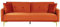 3-Sitzer Schlafsofa Samt orange gesteppt mit Metallbeinen gold 2 Kissen Lucan