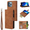 UEEBAI Wallet Case for iPhone 13 Pro 6.1 inch 6.1 inch inch, Premium Vintage PU Leather Magnetic Closure Handbag Zipper Pocket Case Kickstand Card Slots Wrist Strap TPU Shockproof Flip Cover - Brown