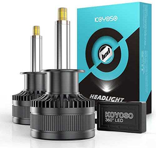KOYOSO H1 LED Ampoule 360° 16000LM 80W Lampe d’Éclairage pour 12V Voiture, 6500K Blanc