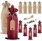 Penubuy Sacchetti di Vino in Tela con Coulisse, Confezione da 12 Coperchi per Bottiglie di Vino con Etichette e Corde, Sacchetti Regalo per Vino Riutilizzabili per Articoli per Feste (Misto)