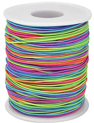 Corda Elastica, 100m Arcobaleno Bracciale Nylon Perline Corde Elastiche, Tessuto Elasticizzato Cordoncino Colorato Stringa per Bracciali Fai Da Te Collane Creazione di Gioielli 1mm