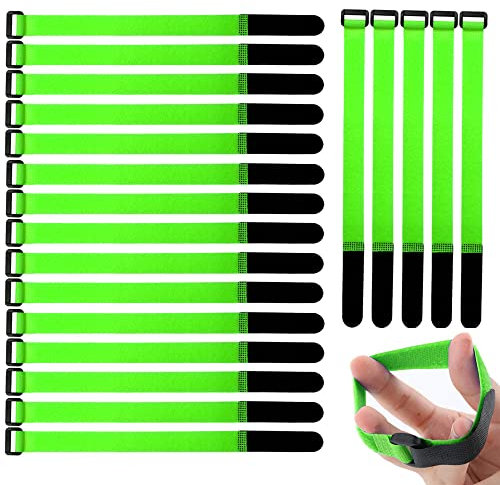 Gebildet 20pezzi Fascette per Cavi in Nylon, Fissaggio Fascette con Riutilizzabili Hook e Loop, Adesivi Fascette di Cavi di Fissazione, Regolabili Cavi di Gestione(2cm × 30cm,Verde)