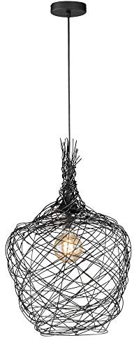 etc-shop Pendelleuchte Metallgeflecht schwarz Esszimmerleuchte Hängend Hängeleuchte Geflecht Industriell, Drahtgeflecht, 1 Flammig E27, DxH 42x140 cm