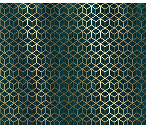decomonkey Fototapete selbstklebend Geometrisch Abstrakt 98x70 cm Selbstklebende Tapeten Wand Fototapeten Tapete Wandtapete klebend Klebefolie Art Deco Büro Flur Türkis Gold