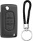 BouGPeng Coque pour Clé de Voiture 3 Boutons de Télécommande Compatible avec Peugeot 407/407 SW 607 307 308 207 SW CE0536 et Citroen C4 C5 Boîtier Clé de Remplacement avec Porte-Clés en Cuir