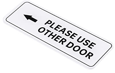 PATIKIL Please Use Other Door Left Arrow Sign, Acrylic 6x2 Self Adhesive Door Sticker Wall Mounting Sign for Office Business Hotel, White
