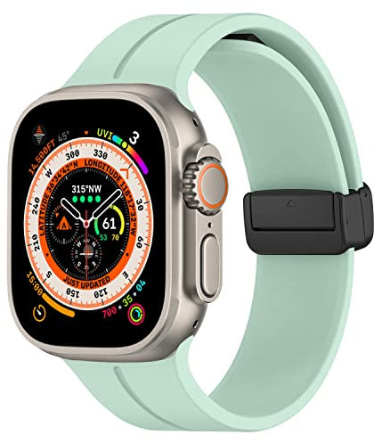 Magnética para Correa Apple Watch 44mm 40mm 45mm 41mm Series 8/7 iWatch se 6 5 4 3 42mm 38mm hombr/Mujer,Bracelet Silicona Deportiva Pulsera Apple Watch Ultra/2 49mm Band strap,Turquesa