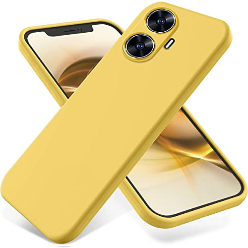 BRAND SET Funda para Realme C55, Caja Teléfono Silicona Líquida, con Forro Tela Microfibra Estuche Protector Suave al Tacto Carcasa para Realme C55-Amarillo