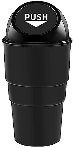 KOMUNJ Poubelle de voiture avec couvercle, porte-gobelet étanche pour voiture, maison, bureau (1-noir)