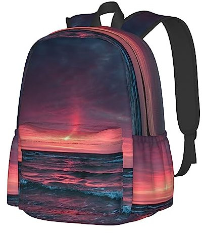 EVANEM Ocean Tide At Twilight bedruckter Rucksack ergonomischer Laptop-Rucksack Unisex Computertasche leichter lässiger Tagesrucksack Sport Laptop Rucksack, Schwarz , One size