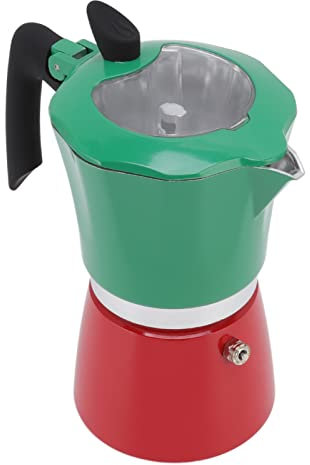 Cafetera, Cafetera de Aluminio, Cafetera Moka para Estufa, Cafetera Italiana, Cafetera Moka Grande, Cafetera Portátil con Tapa Transparente para el Hogar, la Cocina, el Campamento, los(Verde rojo)