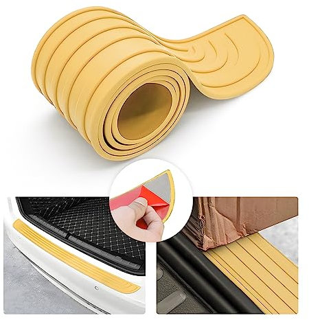 CGEAMDY Stoßstangenschutz aus Gummi, Schwellerschutz für den Kofferraum, Kratzfest und Abriebfest, Selbstklebender Heckstoßstangenschutz für Autos, SUVs (Gelb/101x8.5CM)
