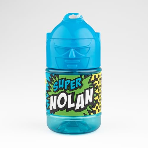 Bouteille personnalisée pour enfant, gourde d'eau avec paille - Super Nolan