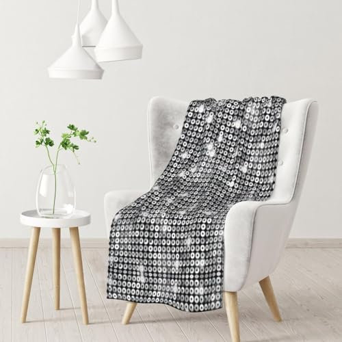 Silberne Pailletten-Glitzer-Muster, bedruckt, ultraweiche Mikrofaser, warme und flauschige Decke, warm und bequem