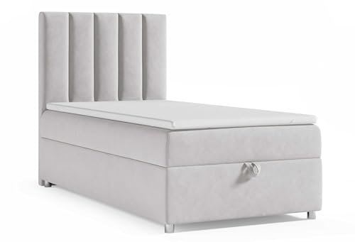 Best For Home Trinity K10 EinzelBett | Boxspringbett mit Bonell Federkernmatratze 100x200 | MatratzenTopper | Bett mit Matratze | Bett mit Stauraum