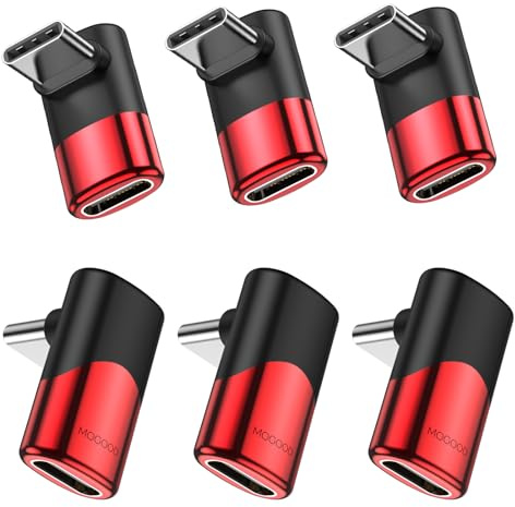 MOGOOD USB-C Kabel 90 Grad Winkel rot, 40Gbps, 6 St. USB-C Verlängerung | USB-C 90° Winkelkabel rot, 40Gbps, 8K@60Hz, 100W PD, PVC, für iPhone 17, Switch, MacBook, Laptop, Steam Deck