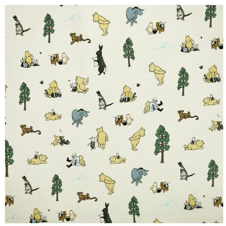 TRIXES Baumwollstoff – Winnie and Friends Design – Stickstoff – für Textilhandwerk – Patchwork – ein Blatt 1 x 1,12 m