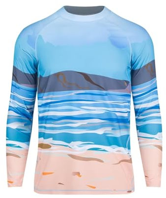 SURFEASY Rashguard Herren Langarm UPF 50+ Schwimmshirts Atmungsaktiv Surfen Angeln Wandern UV-Schutz Langarmshirt (Blau/Ozean, L)