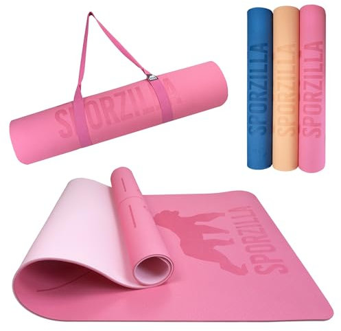 Sporzilla® Premium XL Fitnessmatte, Yogamatte, extra breit 80 cm, 8 mm stark, rutschfest & schadstofffrei, mit Hilfslinien