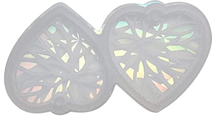 HUANIZI Moule en silicone holographique en forme de cœur pour boucles d'oreilles, porte-clés, pendentif en résine époxy