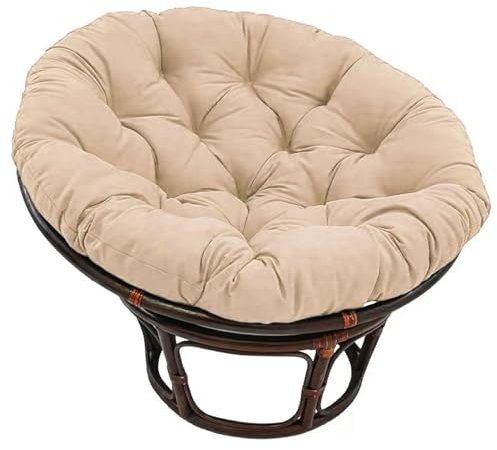 LYXLBX Stuhlkissen Outdoor Stoffschaukel Rattan Stuhlkissen, Rund Gepolstert, HäNgeschaukel Sitzkissen,für Gartensessel, HäNgeschaukel Drehsessel, Korbsessel, Balkonstuhl,Khaki-70 * 70cm