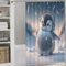 PAZZK Pinguin Duschvorhang Textil Duschvorhang Stoff Mit Ringen, Duschvorhang Badevorhang Digitaldruck Polyester 60x72Inch（152x183cm）