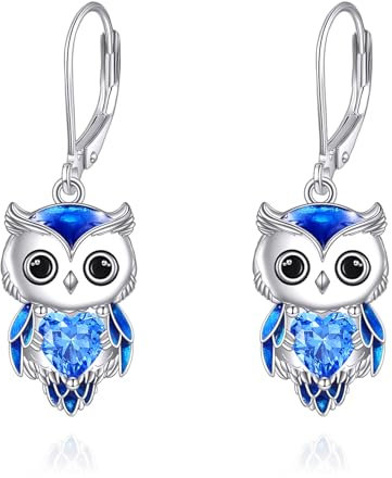 Eulen Ohrringe für Damen 925 Sterling Silber Eulen Schmuck Geburtsstein Eulen Ohrringe Weihnachtsgeschenke (12-December)