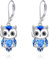 Eule Ohrringe für Damen 925 Sterling Silber Eule Schmuck Geburtsstein Eule Ohrhänger Geschenke (12-Dezember)
