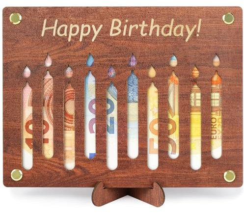 ARTREE Geldgeschenke Geburtstag, Geldgeschenke Verpackung aus Holz, Personalisierte Geldgeschenk zum Geburtstage, Holz Geburtstagskarte für Frauen Männer