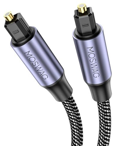MOSWAG Cable Toslink de Audio Digital, Cable de Fibra óptica Toslink Tejido, Cable de Fibra óptica Toslink para Altavoces de Barra, Televisores Inteligentes, Cines en Casa, Ps4, Xbox (5m)
