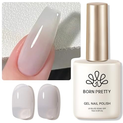 Born Pretty UV Nagellack Milky Arktis Grau Jelly 15ml - Gel Nagellack U V Transparent Natur U V LED Soak off Manicure Gel Lacquer Varnish