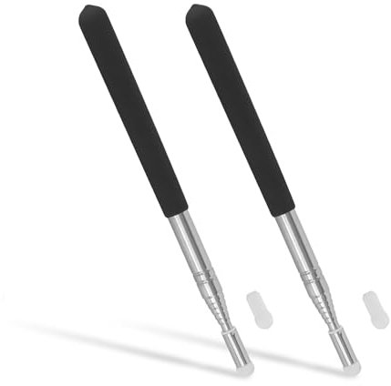 Prizmxed Zeigestab Ausziehbar 2er Pack, Länge Verstellbar 103cm, Silikongriff, Zeigestock Ausziehbar Eignet Sich für Unterrichtsvorführungen, Konferenzschulungen, Sandtischvorträge (Schwarz, 103cm)