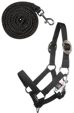 HKM Kinder Hobby Horsing Basic Halfter und Strick, Schwarz, One Size