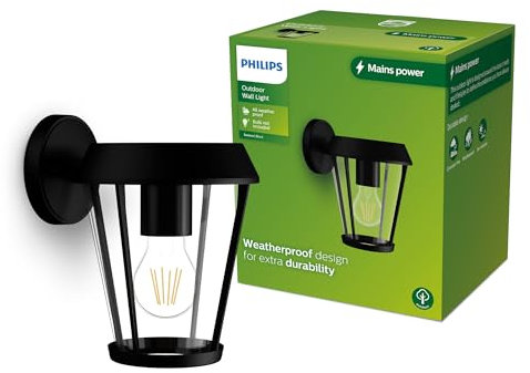 Philips Sunera Wandleuchte für den Außenbereich, max. 25 W, E27-Fassung, Schwarz