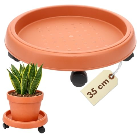 GarPet Pflanzenroller Rund Rollbrett Pflanzen Untersetzer Blumenroller Outdoor Pflanzenuntersetzer Blumentopf Untersetzer mit Rollen Pflanzenroller Rund 35 cm