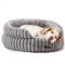 MEWOOFUN Stilvolle Katzenbetten für Katzen, weiches rundes Hundebett für kleine und mittelgroße Hunde, waschbares, beruhigendes Haustierbett (Grau, L)