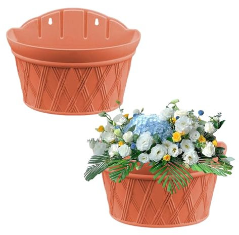 JIEBWCHA Indoor Wand Pflanzgefäß | Dachrinne Fallrohr Gartentopf 2er Set | Garten Pflanzgefäß Wandmontage Blumentopf für Innen und Außen
