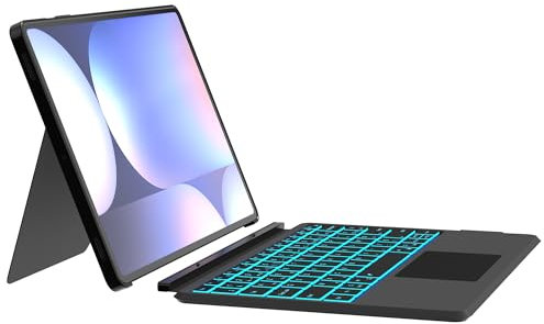 Étui Clavier AI Key pour Samsung Galaxy Tab S10+/S9+/S9 FE+ Plus 12,4 : Mode Dex en Un clic,Rétroéclairage 7 Couleurs,Pavé Tactile Intelligent,Clavier Azerty français sans Fil détachable à 2 canaux