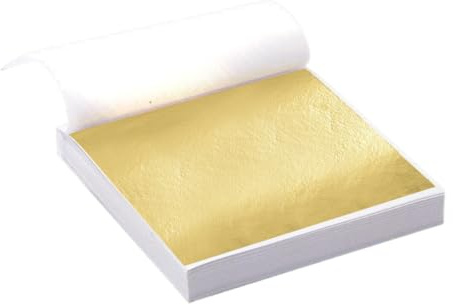 OHREN 100 Blatt Imitation Blattgold,Blattgold Acrylmalerei,Blattgold,Goldpapier zum Basteln,Blattmetall,zum Basteln DIY Crafting(9 * 9cm)