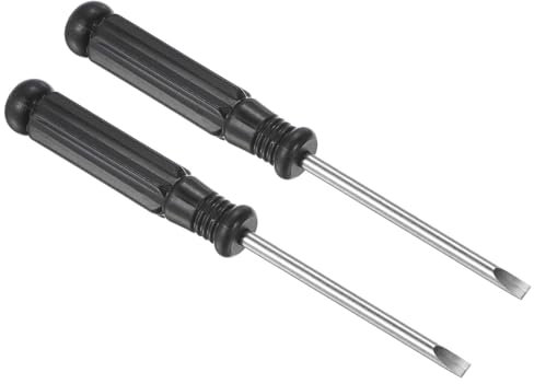 TOP-VIGOR 2pcs Mini Slotted Screwdriver 3mm Flat Head 92mm Length, Small Precision Screwdrivers with Non-Slip Handle for Electronics, Glasses, Watch, Computer and Small Appliance Repair