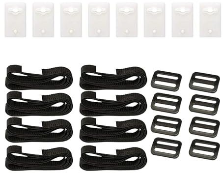 Gacqpli Kit De Fixation pour Bâche Solaire De Piscine, Sangles pour Enrouleur De Bâche Solaire De Piscine, Faciles À Monter, Comprenant 8 Sangles en Nylon,8 Plaques De Cordon,8 Boucles