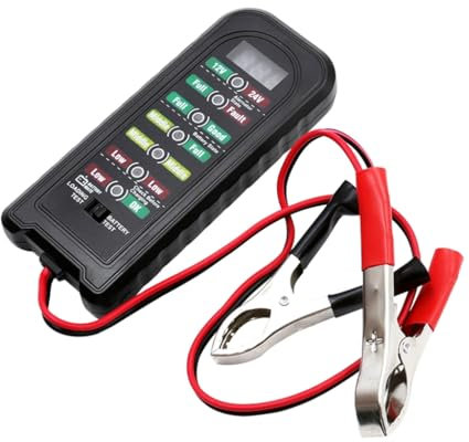 Guaber 12V 24V Car Battery Tester Fault Detector Alternator Diagnostic Tool LED Indication Battery Checker for Motorcycle