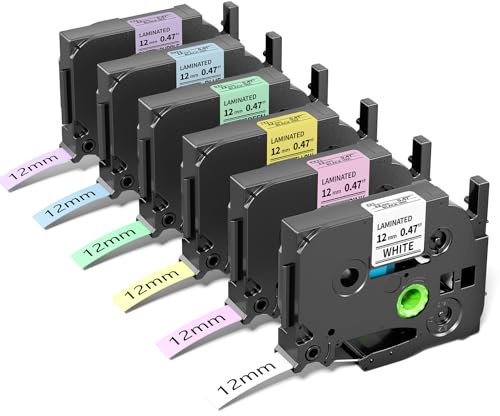 Upwinning compatible avec Brother P-touch Pastel Ruban 12mm, 6 couleurs